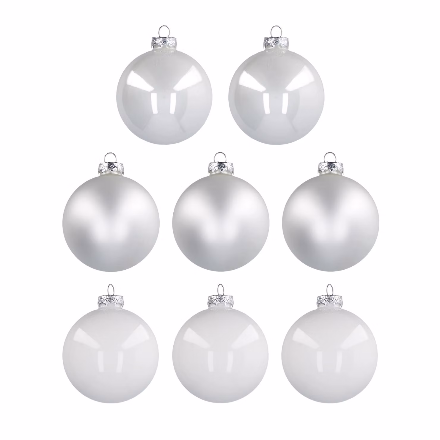 Set di 8 palline di Natale Vestiamo Casa in vetro soffiato bianche e argento, diametro: 8 cm – 1