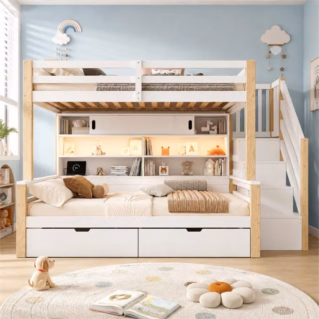 letto a castello in pino bianco 116 x 253 cm