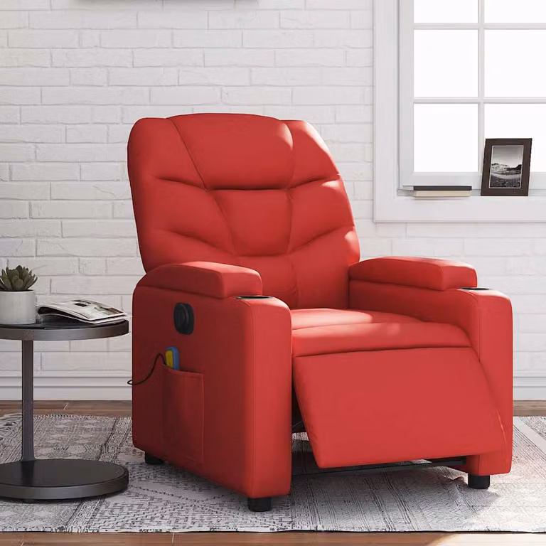 Poltrona relax reclinabile elettrica vidaXL in similpelle rossa con braccioli