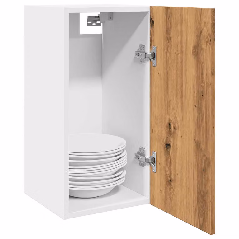 Pensile da cucina moderno vidaXL Lyon con ante a battente, marrone e bianco, L: 30 cm, P: 31 cm, H: 60 cm