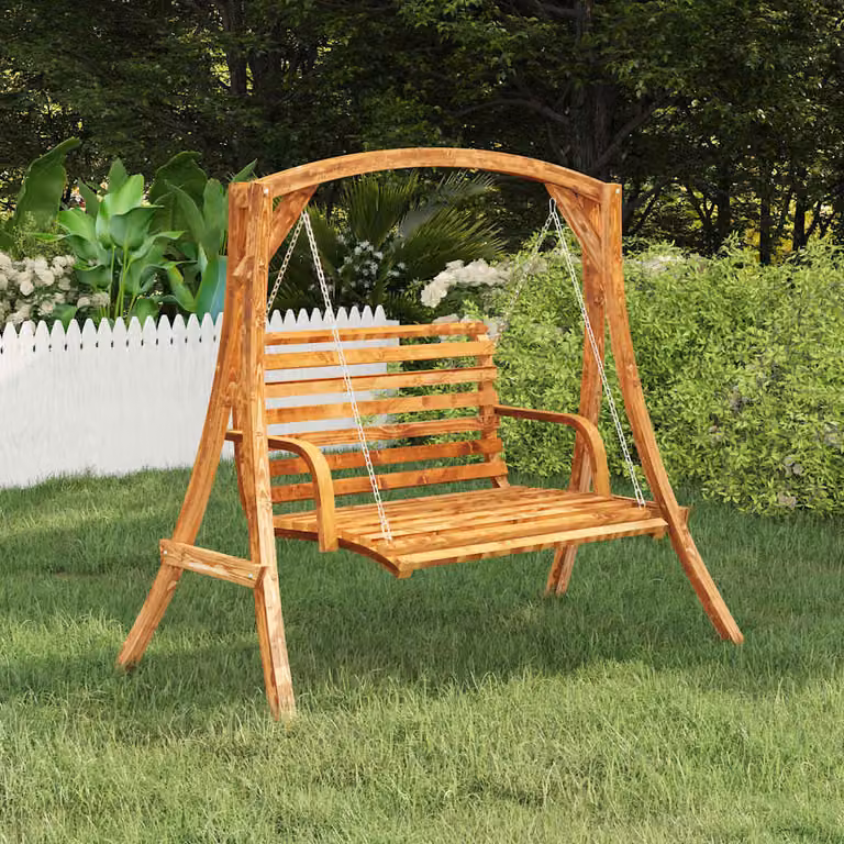 vidaXL Altalena in Legno Ricurvo con Finitura in Teak Marrone
