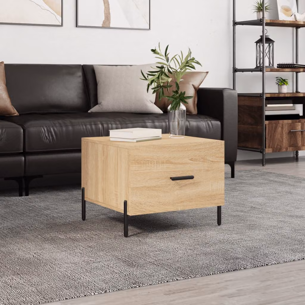 vidaXL Tavolino da Salotto Moderno in Legno e Metallo, Colore Marrone Rovere, L/P/H: 50 x 50 x 40 cm
