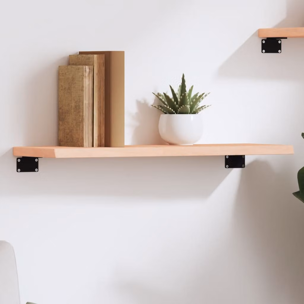 vidaXL Ripiano a Parete in Legno Massello di Rovere Non Trattato, Colore Marrone, L 60 cm x P 20 cm x H 2 cm