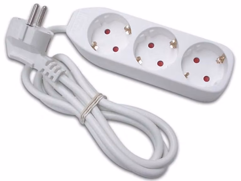 Presa 3 Vie - Cavo 1,5 M - Bianco - Schuko
