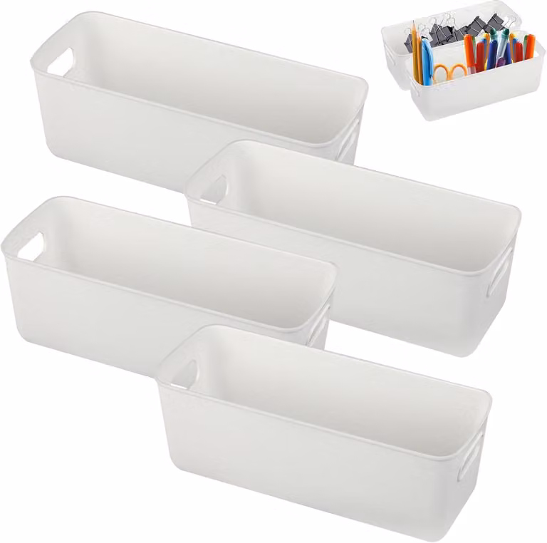 Contenitori in plastica, 27 cm, set da 4, per cucina e bagno