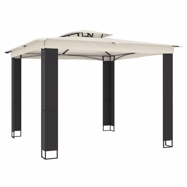 Gazebo con Tetto Doppio Crema 2,94x2,94 m in Acciaio