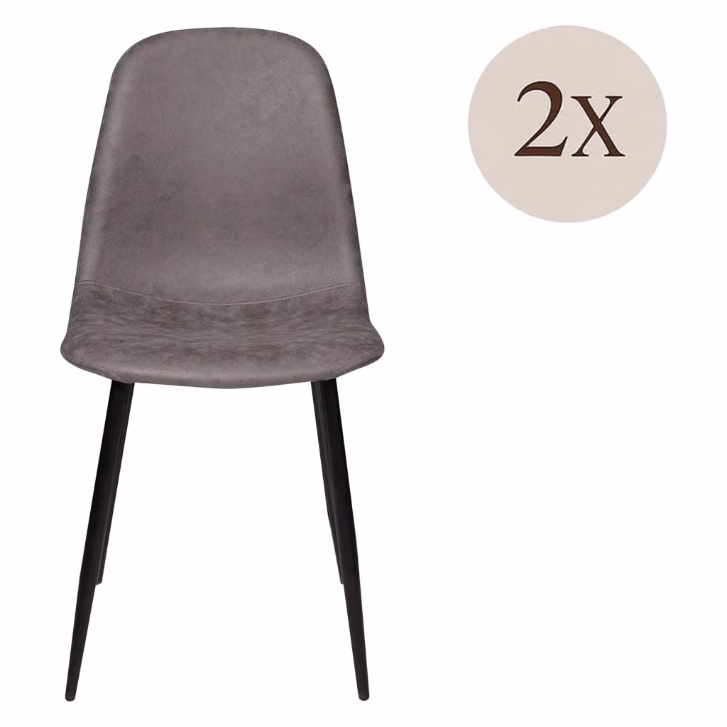 Set di 2 sedie Cerda DMORA in ecopelle grigia con struttura in metallo per cucina e sala da pranzo – 2