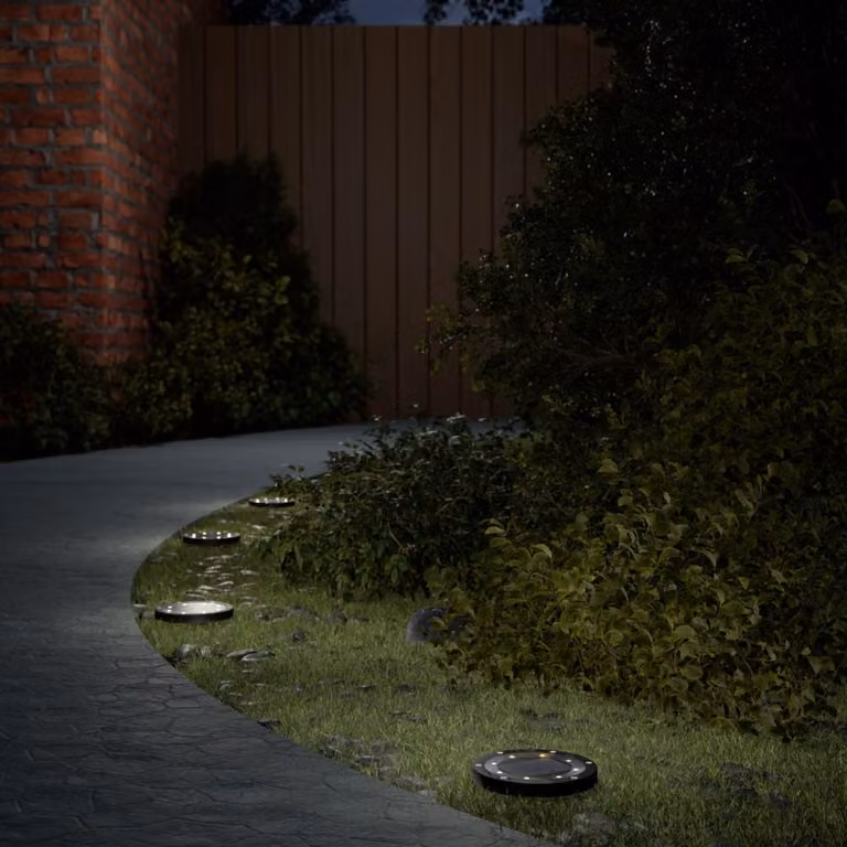 Set di 4 luci solari da terra vidaXL con picchetti per giardino, LED bianco caldo, impermeabili IP65