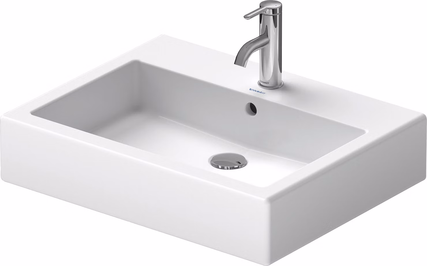 Lavabo Duravit Vero 600mm, avec trop-plein, avec banc à trou de robinetterie, 1 trou de robinetterie, 04546000001, 04546000001