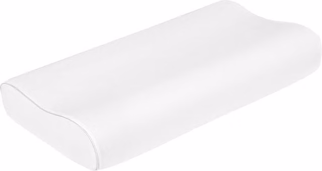 Cuscino cervicale HOMCOM in memory foam traspirante con design ergonomico a doppia altezza per dormire di lato, sulla schiena o a pancia in giù, beige e bianco