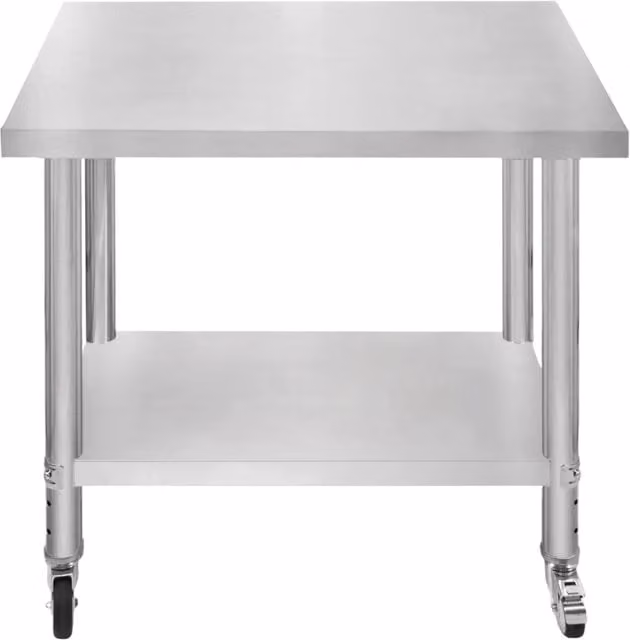 Banco di lavoro per ristorazione MONSTER SHOP in acciaio inox color argento, con ruote e altezza regolabile, L: 90 cm, P: 76 cm, H: 86 cm – 1