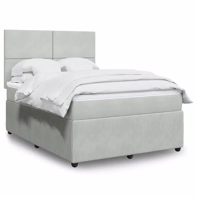 Giroletto a Molle con Materasso Grigio Chiaro 160x200cm Velluto 3292376