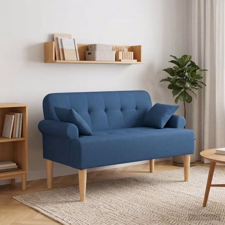 Loveseat vidaXL in velluto blu con bottoni imbottiti, design moderno e lineare, L/P/H: 120 x 65 x 79 cm