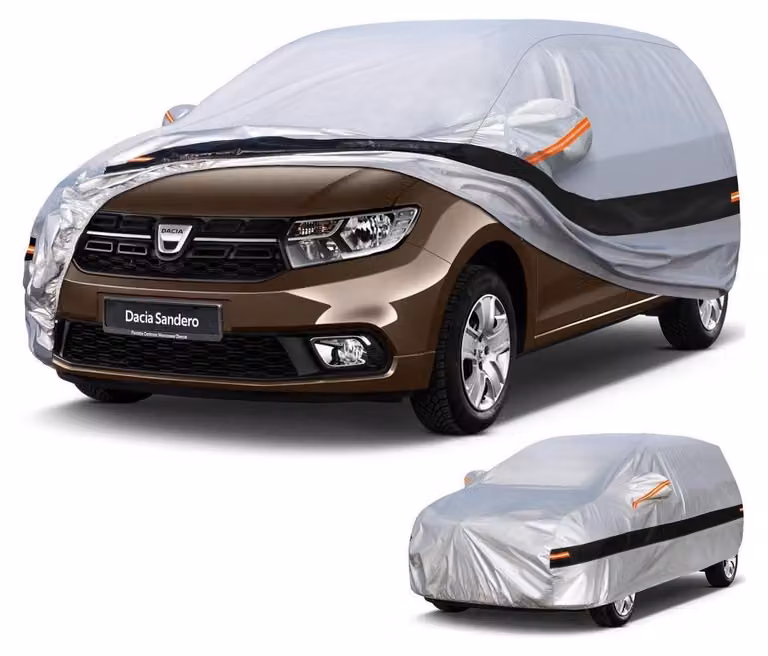 Copertura per auto, adatta a garage completo, con 10 strati impermeabili, per Dacia Sandero (2008-2025), colore argento