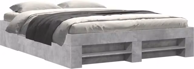Letto matrimoniale | Letto per adulti | Giroletto senza Materasso Grigio Cemento 160x200cm Truciolato