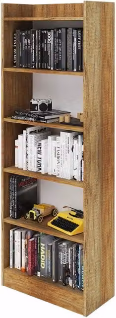 Mobile Libreria Alessia in stile country colore noce con 6 ripiani H 180 cm x L 64 cm x P 29 cm – 1