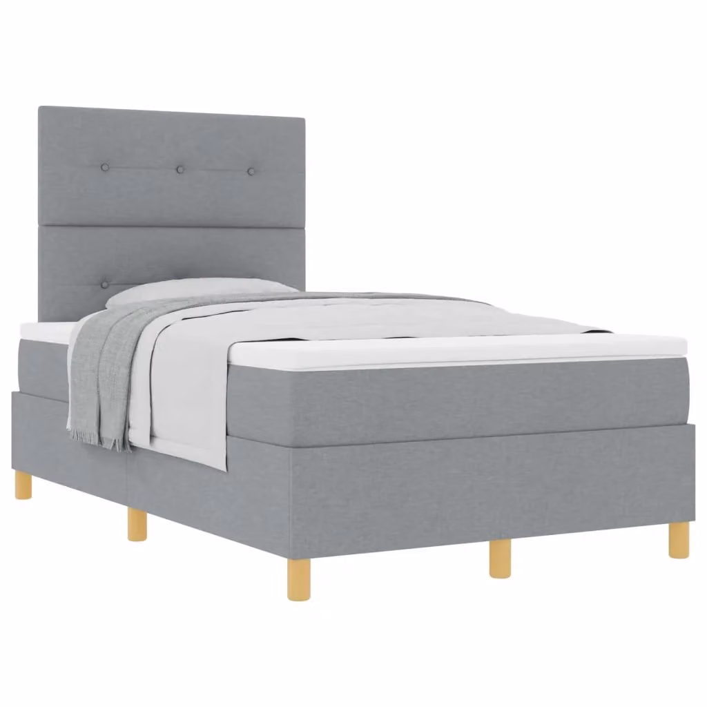 Letto a molle con testiera vidaXL in tessuto grigio L: 120 cm, P: 200 cm – 2