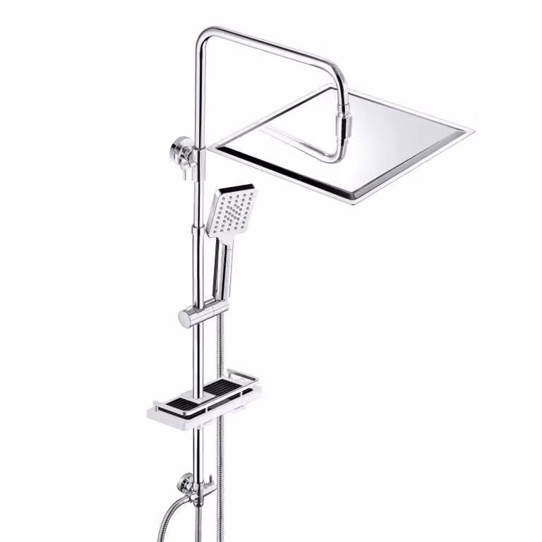 Sistema doccia in acciaio inossidabile JOHO con soffione a pioggia, dimensioni 30x30 cm, finitura cromata, senza miscelatore