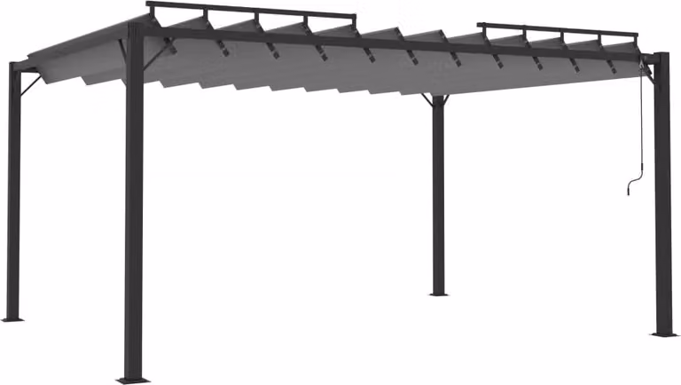 Gazebo con Tetto a Lamelle 3x4 m in Tessuto Antracite/Alluminio