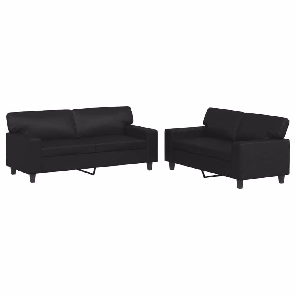 Set di Divani 2 pz Nero in Pelle finta
