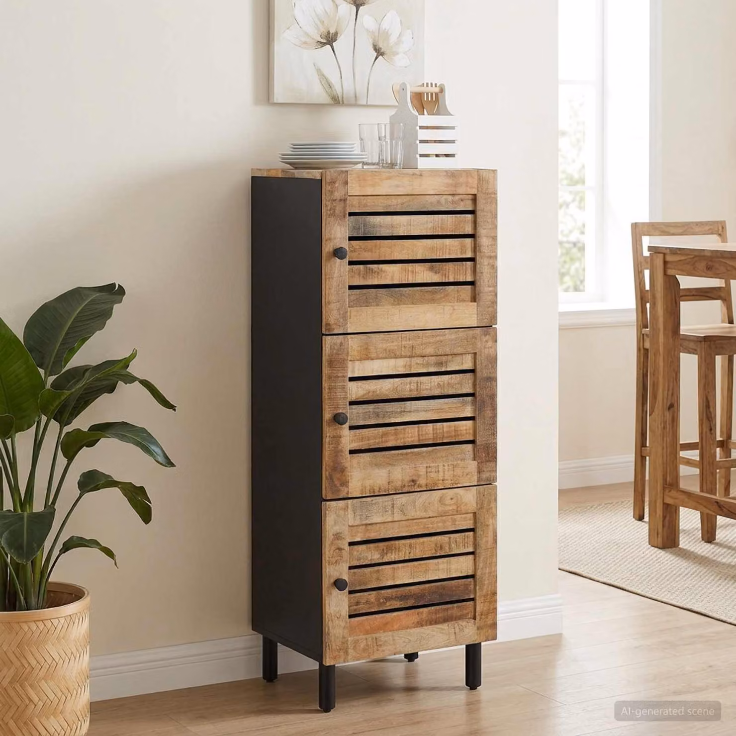 Armadio di stoccaggio moderno vidaXL in legno di mango color marrone L: 40 cm, P: 33 cm, H: 110 cm