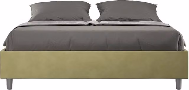 Letto Sommier imbottito Matrimoniale 160x210 cm Azelia - Con rete,Microfibra,Tè verde