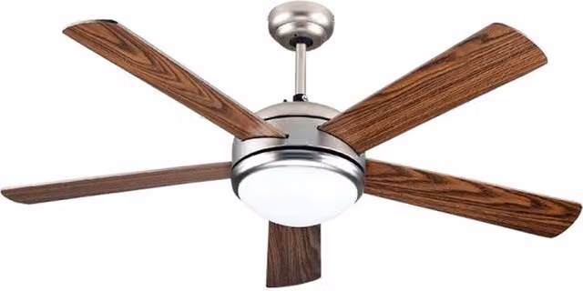 Ventilatore da soffitto V-TAC con luce LED 15W CCT, colore bianco e argento, diametro 132 cm, con telecomando