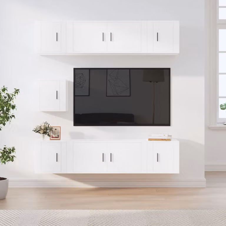 Set di mobili porta TV vidaXL in 7 pezzi bianco in legno e MDF per il tuo soggiorno