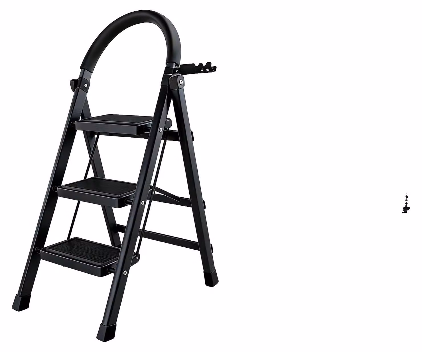 Scala, maniglia ergonomica, gradini antiscivolo, scala nera a 3 gradini