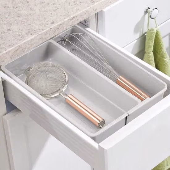 Organizzatore per cucina con due cassetti - contenitore per utensili in plastica adattabile - configurazione di carrello compatta - set da 2 - colore chiaro grigio - organizzazione della cucina - soluzione di stoccaggio pratica