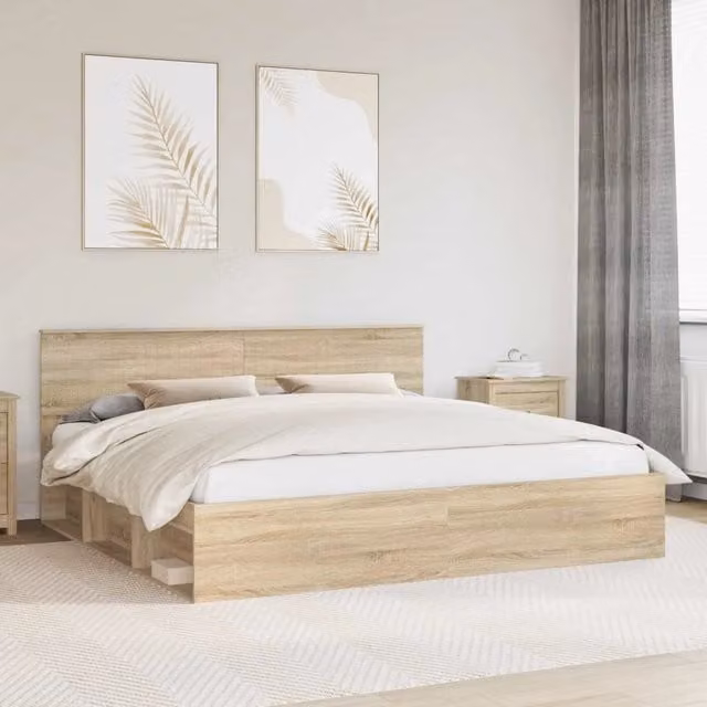 Struttura del letto Rovere Sonoma 200 x 200 cm Pino massello 3410557
