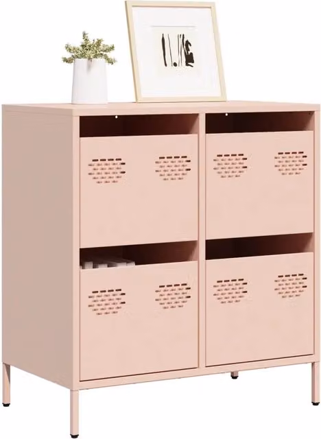 Credenza Buffet Armadio da Cucina Design Mania Rosa in Metallo L: 68 cm, P: 39 cm, H: 73,5 cm