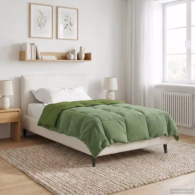 Piumone Completo Annuale 4 Stagioni vidaXL in Microfibra Verde L/P: 155 x 220 cm