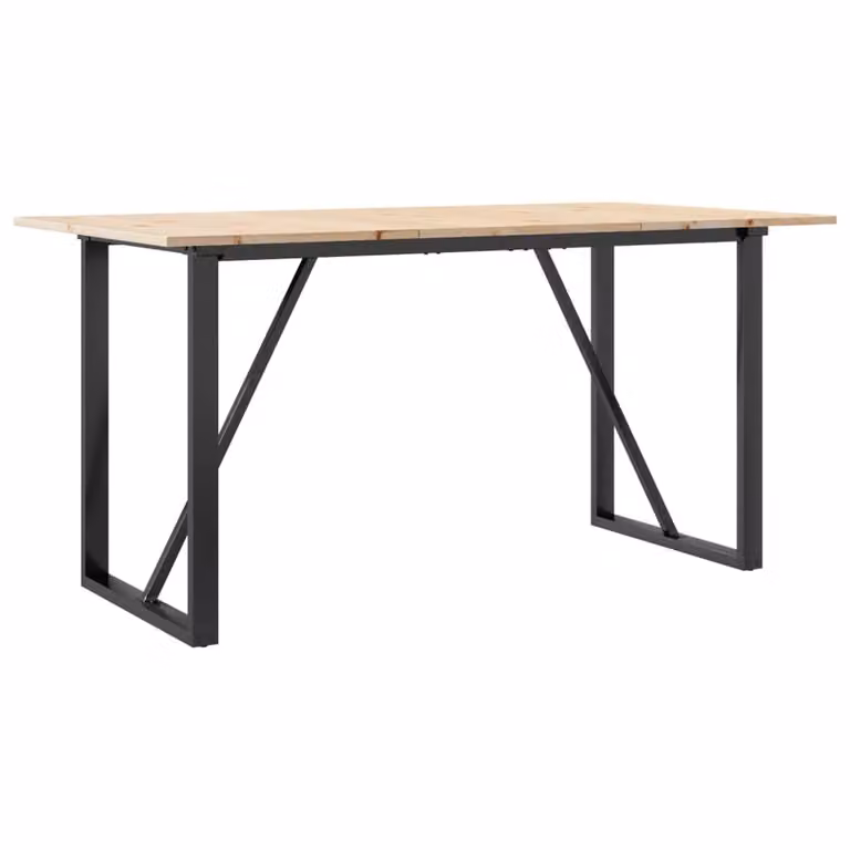 Tavolo da Pranzo Telaio a O 160x80x75 cm Legno Pino e Acciaio