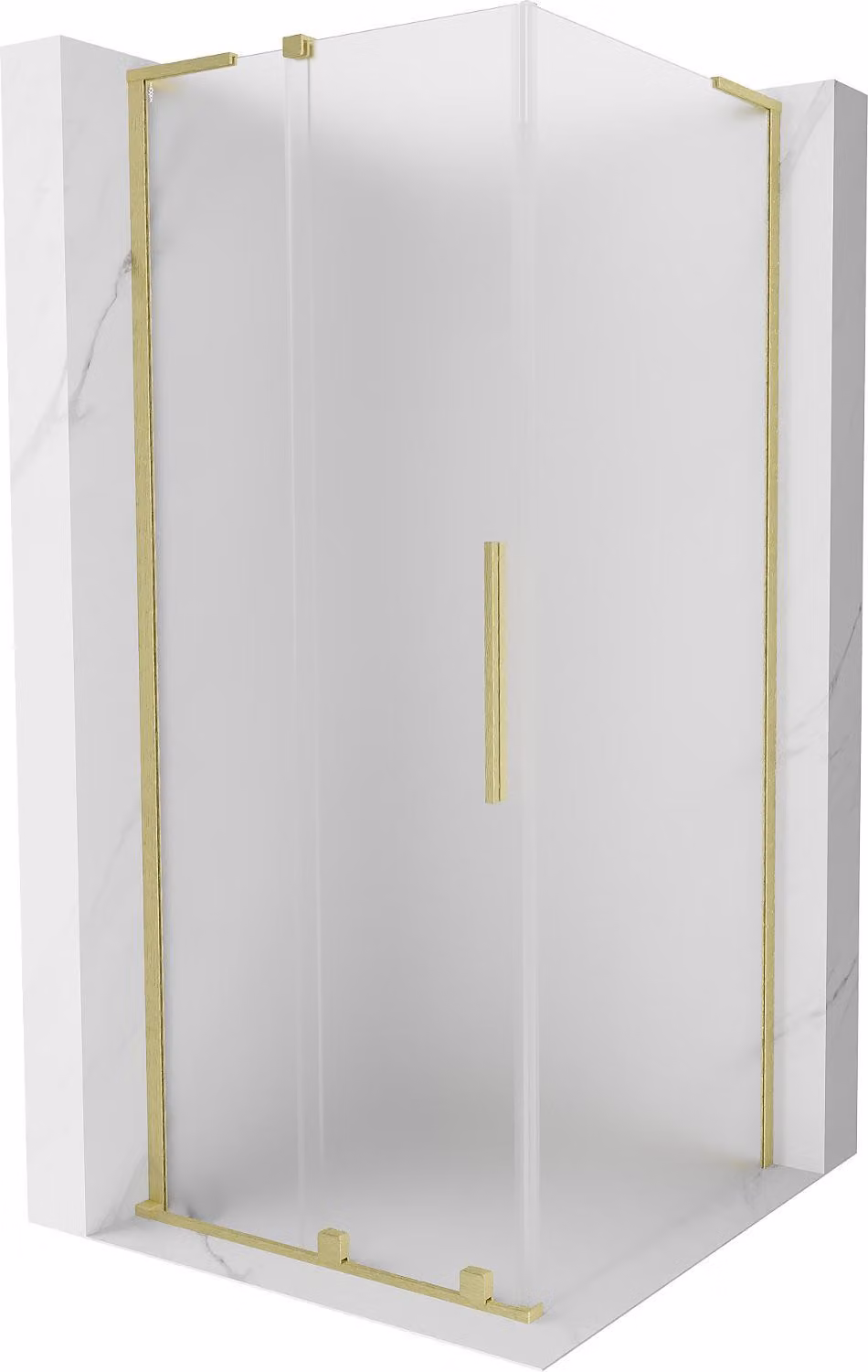 Mexen Velar L cabina doccia scorrevole 110 x 110 cm, brina, oro spazzolato - 871-110-110-33-55