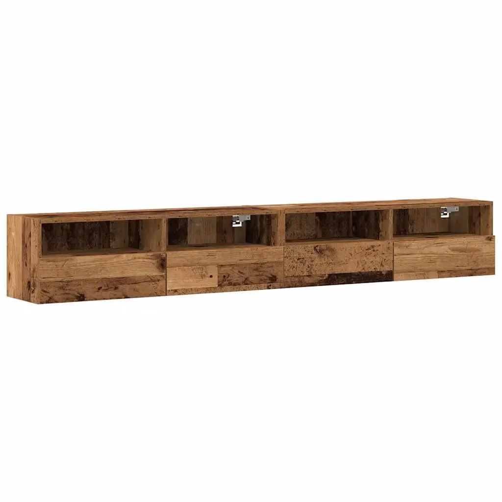 Set di 2 mobili TV da parete vidaXL in legno effetto vecchio marrone per soggiorno – 2