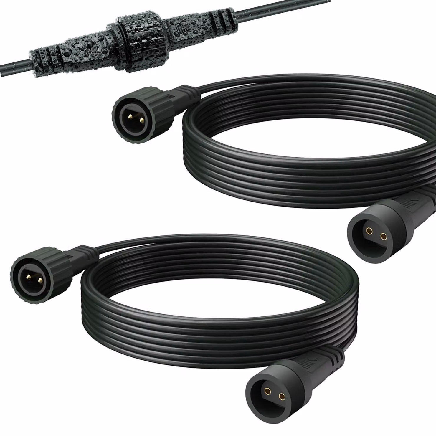 Cavo di prolunga, 2 x 10 metri, a 2 poli, grado di protezione IP65, colore verde scuro