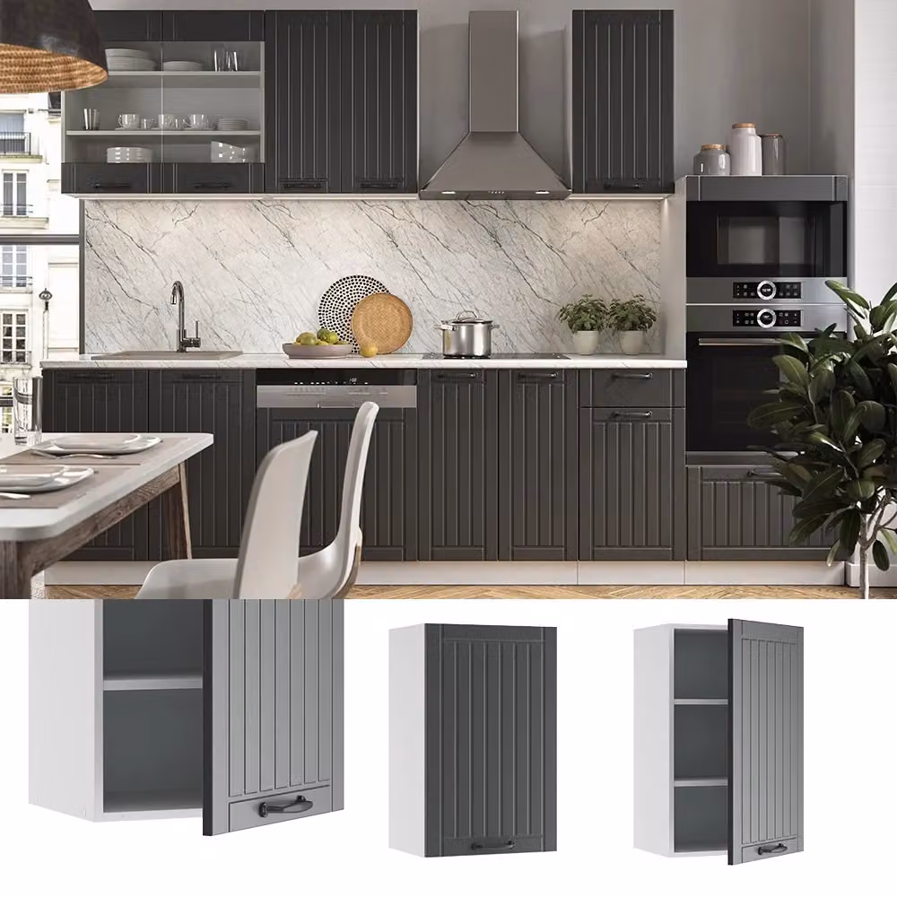 Pensile da cucina Vicco Fame-Line Antracite e Bianco con finitura opaca e stile rustico, L: 45 cm – 2