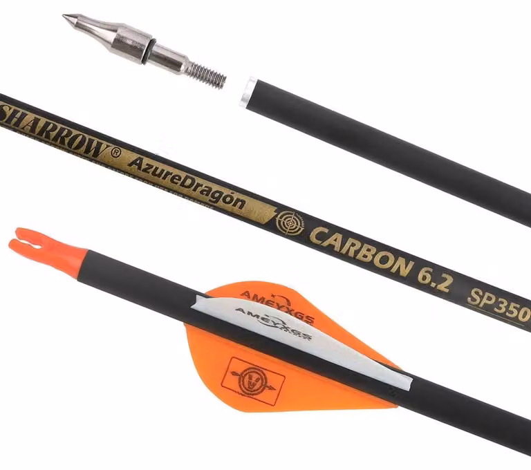 Tiro con l'arco: freccia, realizzata in fibra di carbonio pura, precisa e versatile, colore arancione