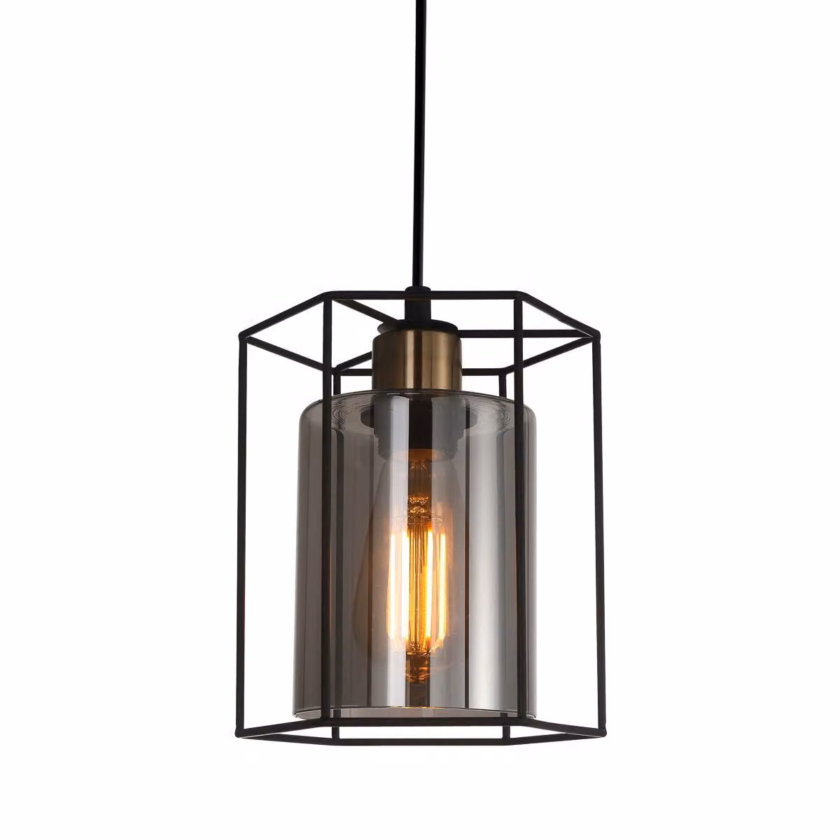 Italux Kalula, lampada a sospensione industriale nera PND-78901-1-BK+SG