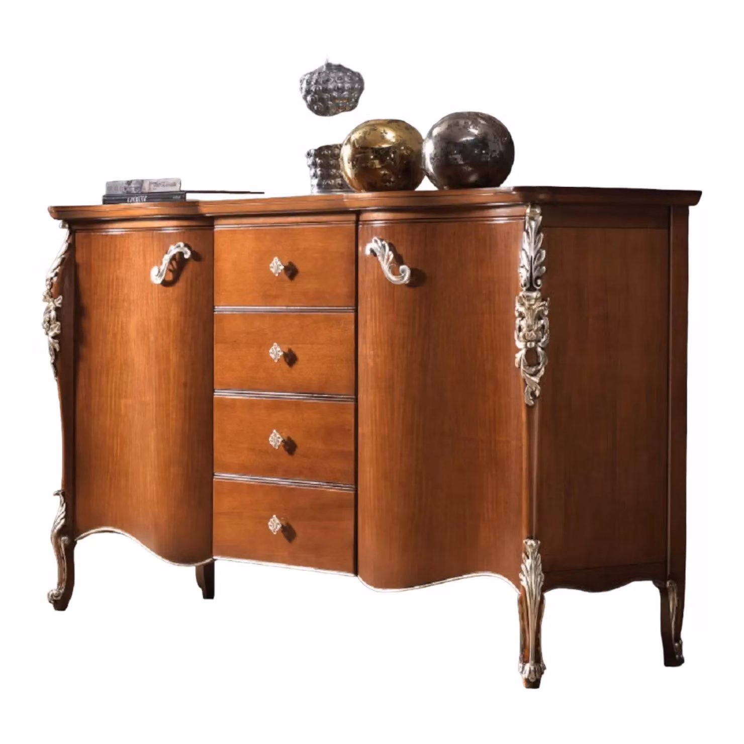 Madia credenza sagomata con 2 ante in legno Mobili 2G colore noce L: 170 cm, P: 57 cm, H: 110 cm – 1
