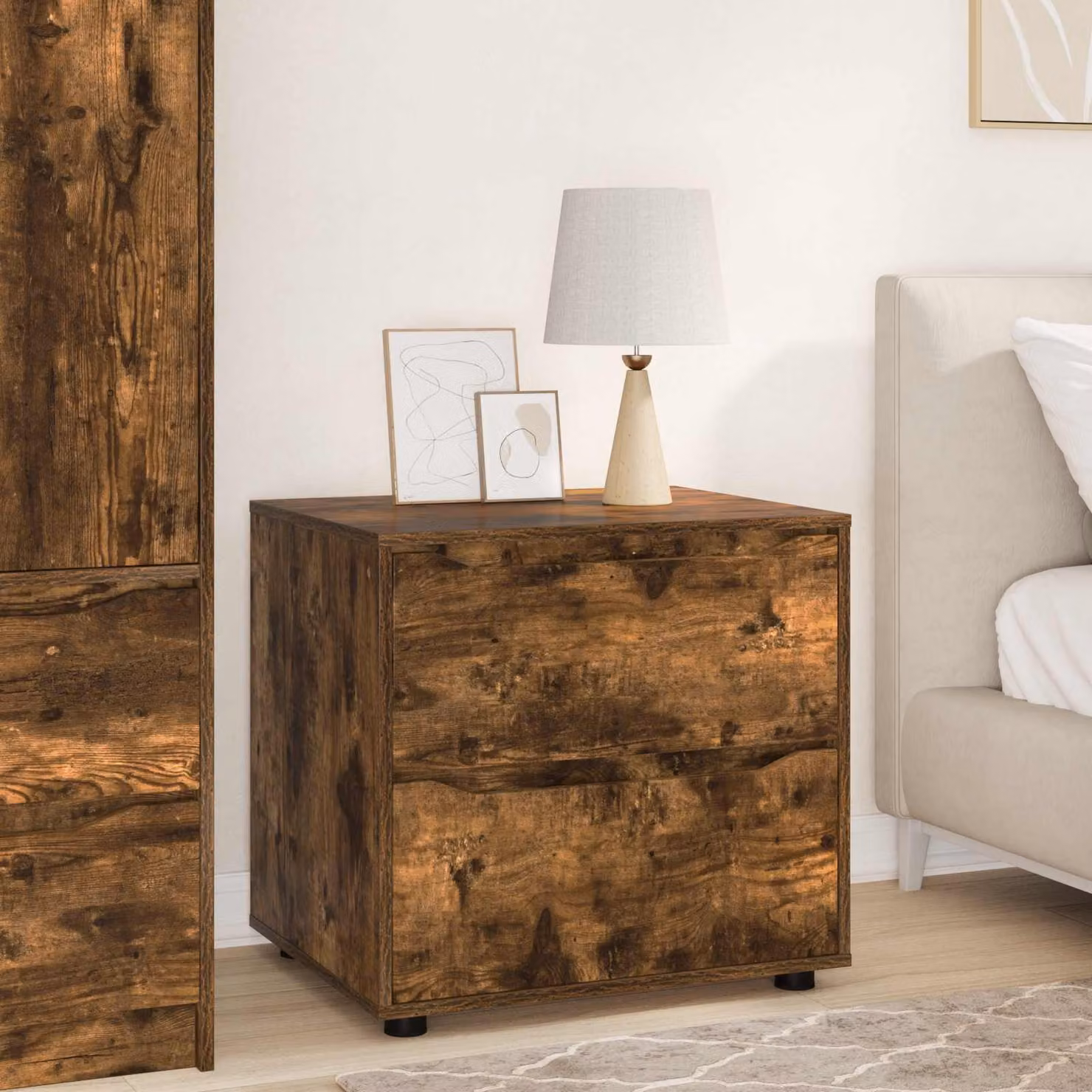 Armadio vidaXL in legno ingegnerizzato Rovere fumé, L: 60 cm, P: 48 cm, H: 57 cm