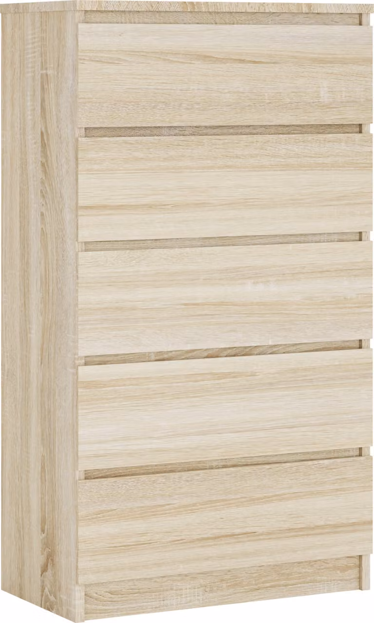 Cassettiera con 5 cassetti, colore: rovere Sonoma, 125 x 70 x 39 cm