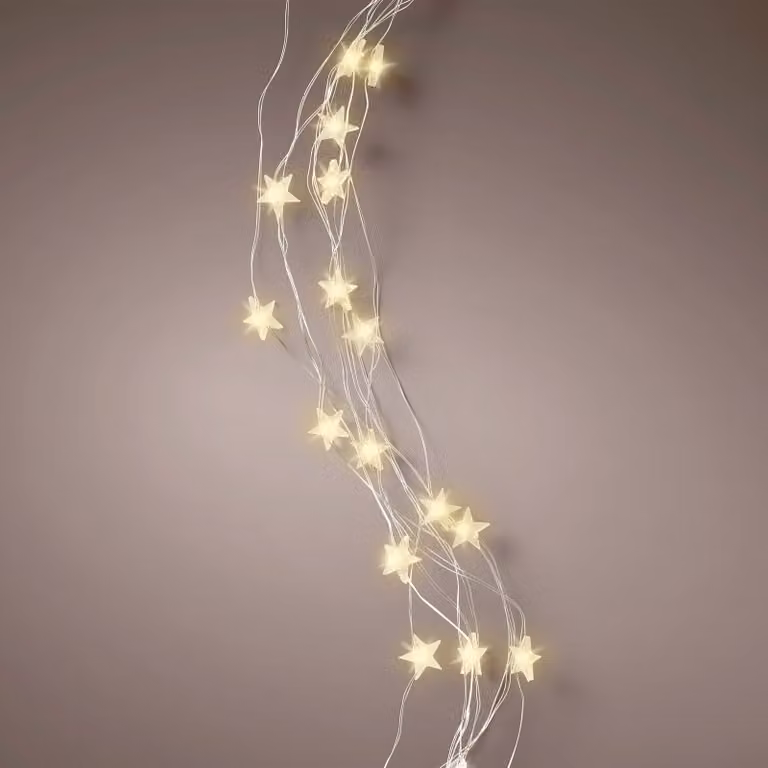 3.06 fascio di luci fiabesche con stelle - 64 LED / 90 cm - batteria / timer per uso interno