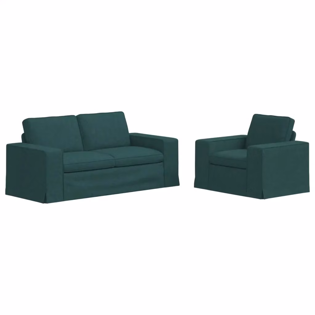 Set di 2 divani moderni vidaXL in tessuto verde scuro e nero con struttura in metallo L: 182 cm, P: 80 cm, H: 82 cm – 2