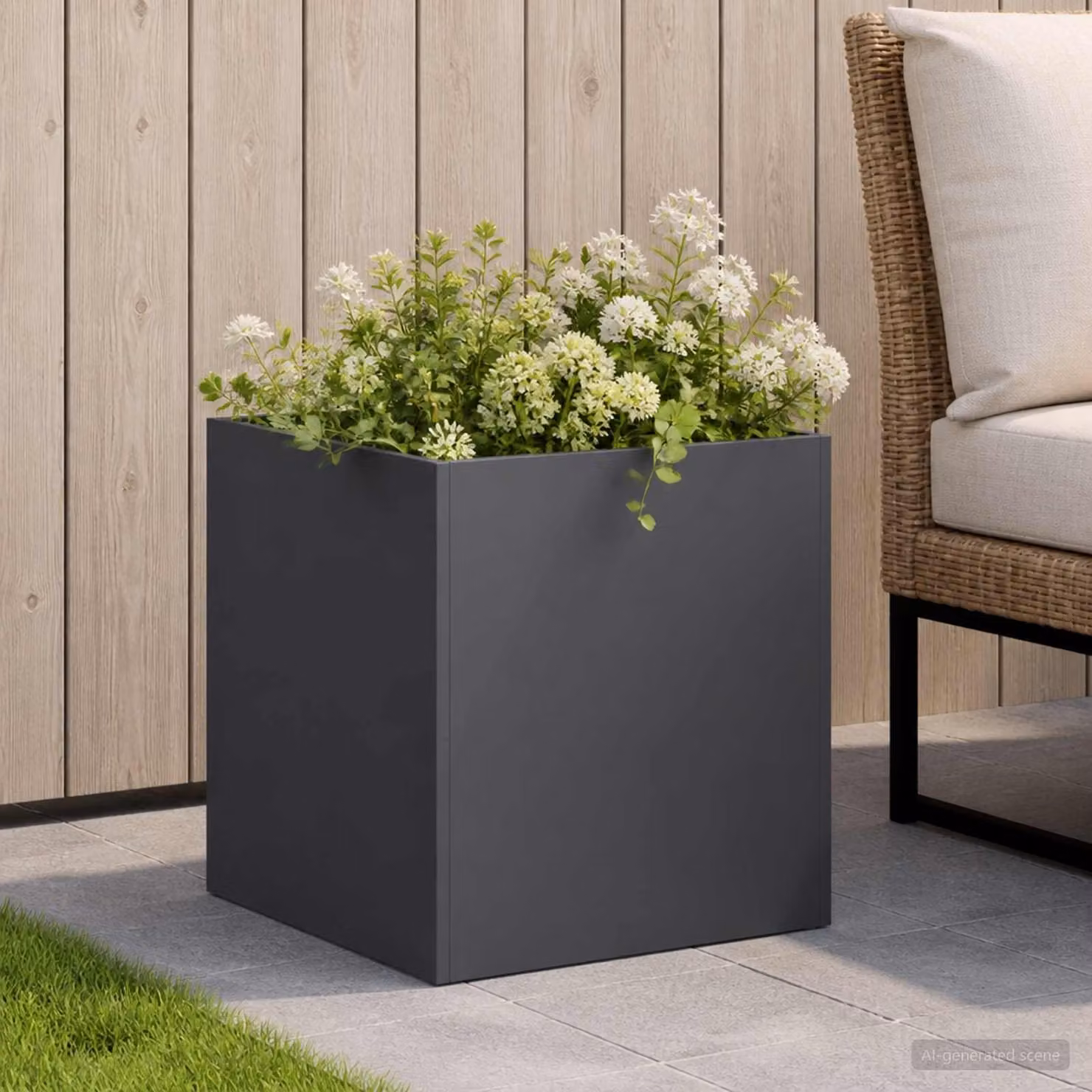 Vaso da giardino vidaXL in metallo colore antracite L/P/H: 25 x 25 x 25 cm