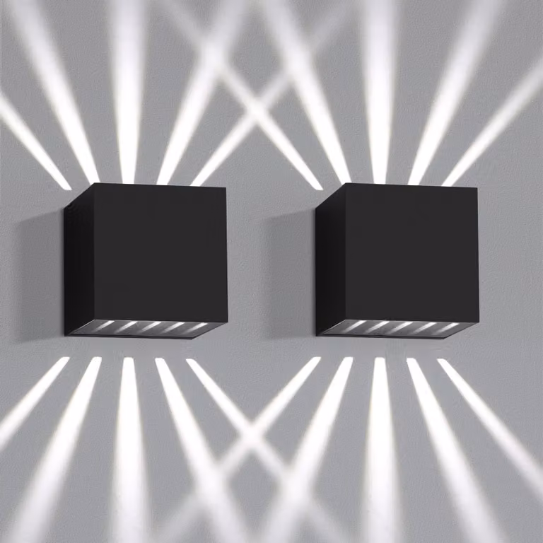 ZMH 2 pezzi lampada da parete LED da interno ed esterno - lampada da esterno nera IP65 impermeabile luce da parete esterna 3000K bianco freddo up down 10W luce da parete per scale corridoio balcone bagno
