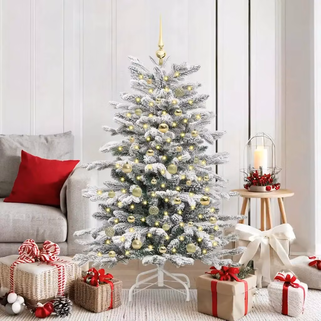 Albero di Natale artificiale bianco con rami pieghevoli e luci LED Design In, Altezza: 150 cm – 2