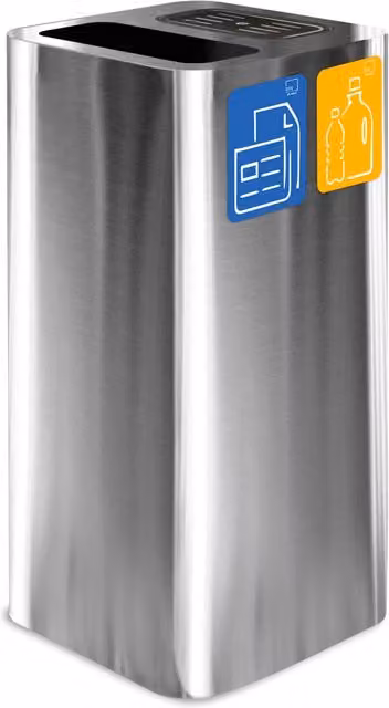Pattumiera Per Raccolta Rifiuti 38x38xh80 cm In Acciaio Inox con Coperchio Basculante Argento