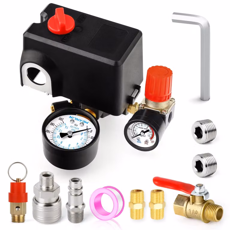 Valvola di regolazione per pressostato di compressore d'aria, da 120 a 155 PSI, con valvola di sicurezza per lo scarico della pressione
